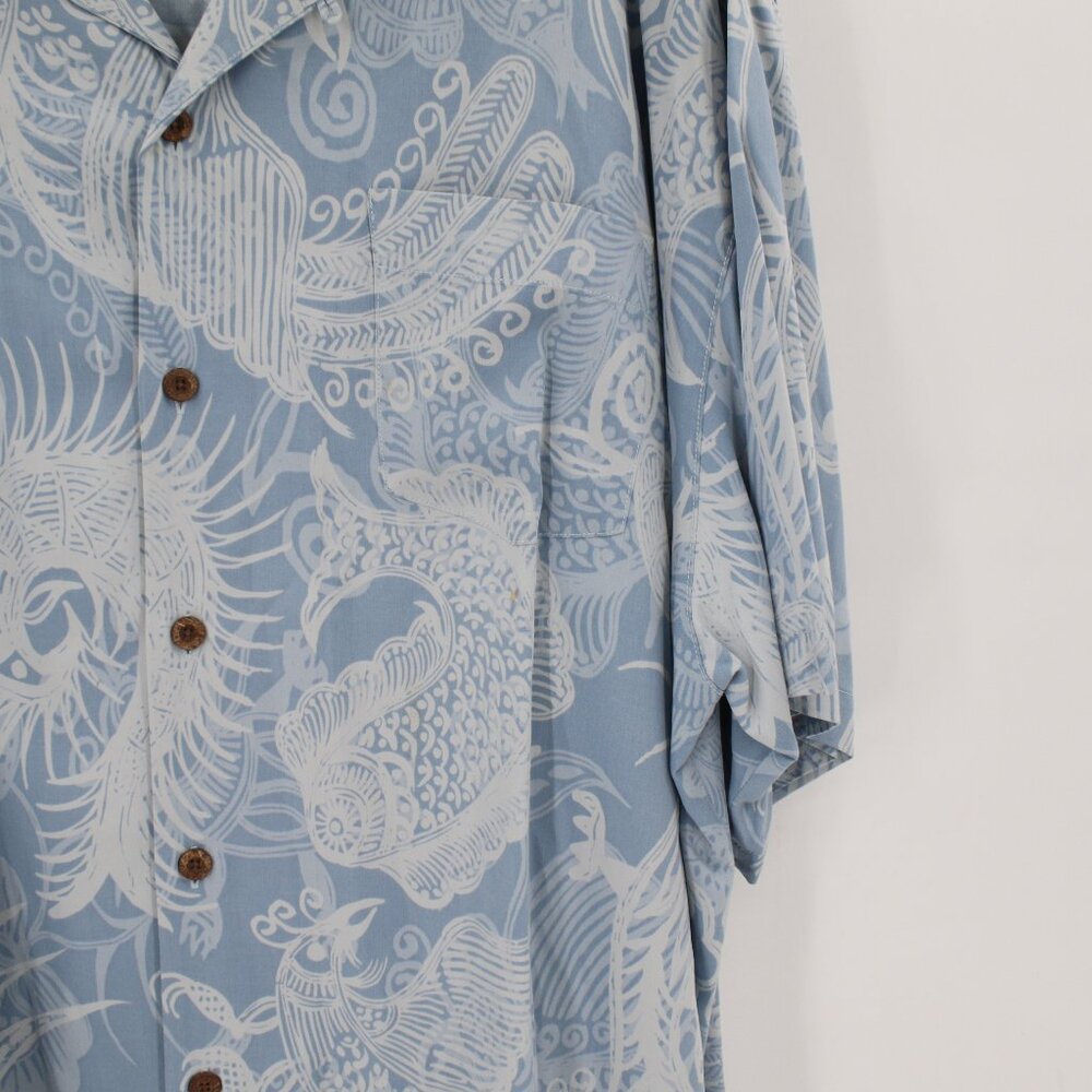 Tommy Bahama Hawaiian Shirt Mens 2XL Silk fish shrimp seafood print loop collar - Picture 3 of 16